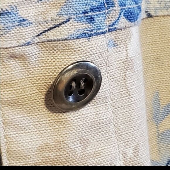 1X COLDWATER CREEK TAN BLUE FLORAL BUTTON FRONT LIGHTWEIGHT BLAZER JACKET 1 X - Picture 9 of 14